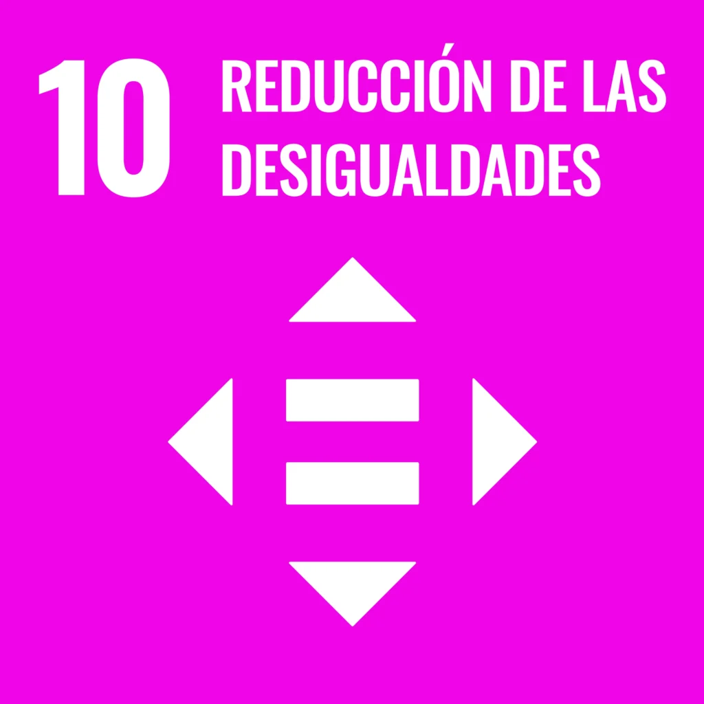 Icono del Objetivo de Desarrollo Sostenible 10 que representa la reducción de desigualdades y la inclusión social a través de proyectos de innovación y desarrollo territorial de Fundagedescol.