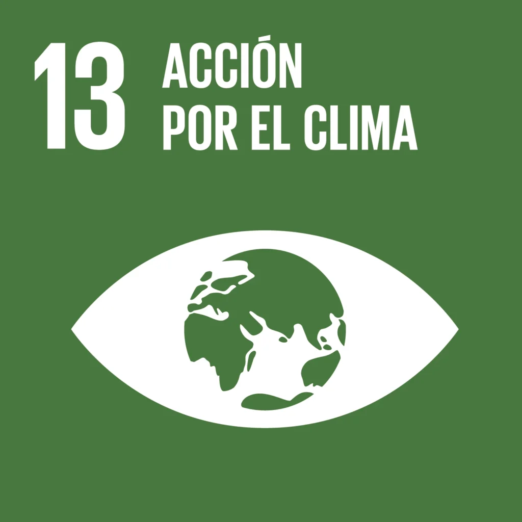 Icono del Objetivo de Desarrollo Sostenible 13 que representa la acción por el clima, la resiliencia climática y la gestión de riesgos ambientales implementada por Fundagedescol.